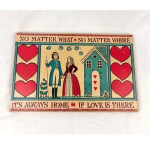 VTG No Matter What, No Matter Where LOVE Wooden Wall Decor Plaque Unique